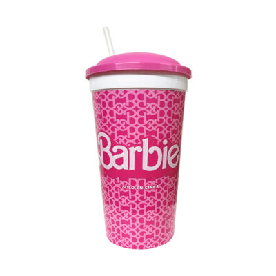 Vaso Plástico Barbie 32 Oz Con-Bombilla Frente